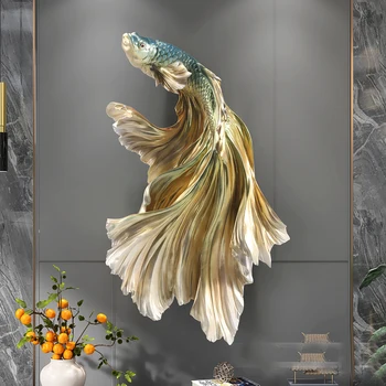 Скандинавски Начало Декор Статуя на Риба Монтиране на Украса на хола на Луксозен Диван Фонова Стена на 3D Фигура Тереоскопическая Релефна Живопис