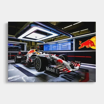 Плакат с расата си кола от Формула 1, печат върху платно, живопис, моторните спортове, Монтиране на изкуството за декориране на дневната