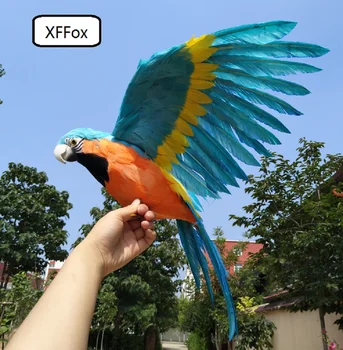 големи са истински сини и оранжеви крила, модел папагал, имитация на пяна и пера, подарък за птици-папагал около 45x60 см xf0268