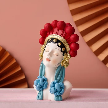 7-Инчов Украса на китайската кукла на Пекинската Опера Момиче-премията на Пекинската Опера Портретна Фигурка за Украса на дома Талисман от народната смола Сувенир