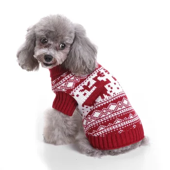 Коледен пуловер за домашни любимци, Вязаная Поло, Пуловер, за кучета, Дрехи за домашни любимци, Зимно облекло за кутрета, празничен вид