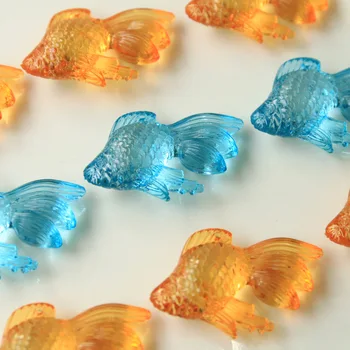5шт корейски вложки, забавна имитация на прозрачни триизмерни златни рибки, акрилни обеци 
