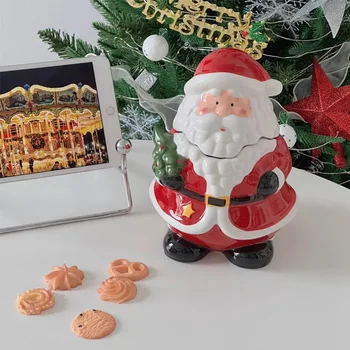Резервоар за съхранение на Дядо Коледа в скандинавски стил Керамични декорации за работния плот в дневната на Резервоар за съхранение на бисквити и бонбони Занаяти Коледна украса
