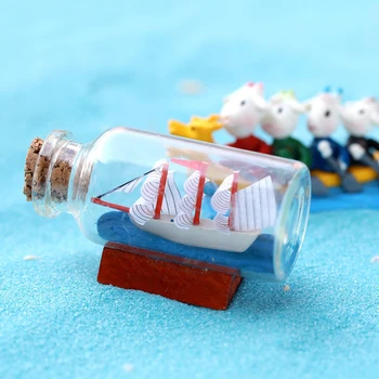 Миниатюри от шише с желанията на Подаръци в стъклена бутилка Декор Средиземноморската модел на ветроходна лодка ръчно изработени Фигурки за домашния офис