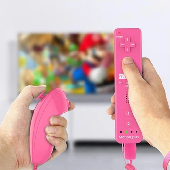 За Nintendo Wii U стик 2 в 1 с кабелен дистанционно управление геймпадом Set Motion Plus със силиконов калъф видео игра