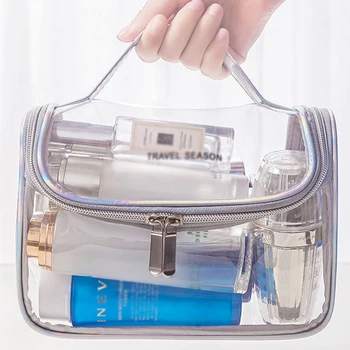 Сверхпрочная прозрачна косметичка, водоустойчива чанта за съхранение на тоалетни принадлежности, Прозрачна чанта-органайзер за козметика за жени и мъже