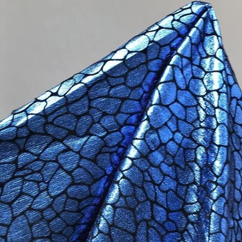 Добро блестящо покритие, Метал, изкуствена изкуствена кожа, плат С изображение от син камък, дизайнерски плат, материал за шиене, тенденция облекло за сцена 