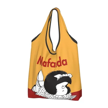 Mafalda Read Book Хранителни Чанта За Пазаруване Сладко Клиент Чанта През Рамо С Голям Капацитет Преносима Мультяшная Чанта