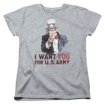 Лицензирана женска тениска с графичен модел на армията на САЩ, I WANT YOU SM-2XL с дълъг ръкав