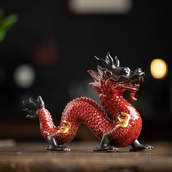 Традиционната китайска Порцеланова Статуетка на Дракон Керамика, ръчно изработени Скулптура Тотемного животински Древна Легенда Тотемный Украшение Занаятчийски декор