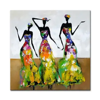 Arthyx, Ръчно рисувани танцуващи момичета, картини с маслени бои върху платно, Съвременно абстрактно стенно изкуство, Стенни картини За декора на стените на хола, подарък