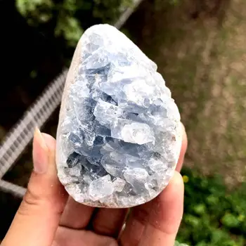 1бр натурален синята кристална пещера кварц проба целеститового кристал проба клъстер изцеление син кристал пещера