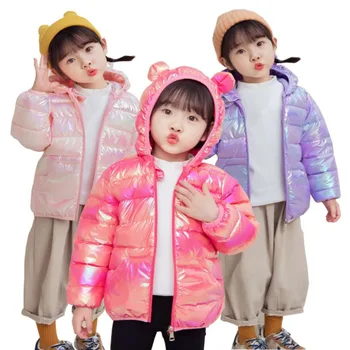 Зимни Леки якета с качулка За момичета и момчета, детски топла горна дреха, детски есенни Палто от цветна тъкан, ежедневни Облекла