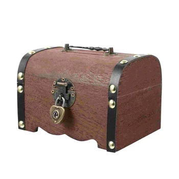 Дървени сандъка със съкровището VICASKY Кутия за икономии на Пари Касичка за монети, Декоративна дървена кутия за съхранение с ключалка