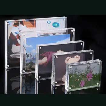 Прозрачна акрилна панела на дисплея, Магнитна Двустранен Фоторамка, прозрачен кристал плакат, на изложбен щанд, интериор на работния плот, за къща