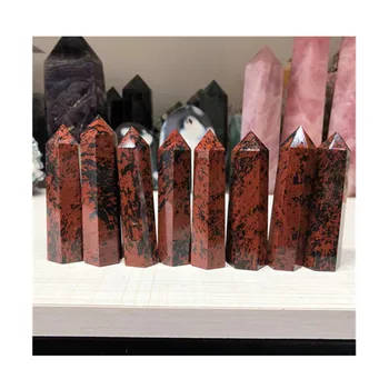 Продават се Лечебни камъни от естествен червен обсидиан, с остри кристали-на пръчици