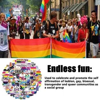 Етикети за гей-парад, 100 цветни стикери с графити за гейовете, пакети стикери бисексуальном стил, цветни стикери с лепенки, бутилки за вода