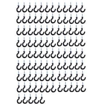 100 Бр 1,1-цолови куки за чаши и чаши с метални ввинчивающимися в раменете висулки с пластмасово покритие Черен цвят