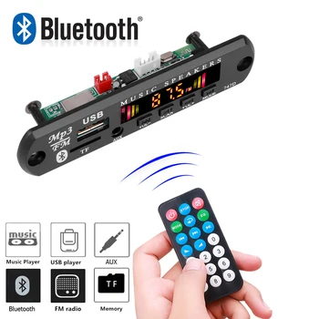 9V 12V Bluetooth 5.0 MP3 WMA Декодер Платка Безжичен Автомобилни Аудио USB TF FM-Радио Модул Цветен Екран и MP3 Плейър с Дистанционно Управление