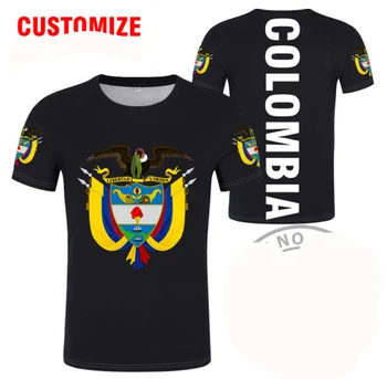КОЛУМБИЯ направи си Сам Тениска Безплатно На поръчка, Име на броя на Полковник фланелка на Национален Флаг Co Испанска Република е Държава Лого Печат на Снимки 0 Дрехи