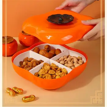 Кутия За Съхранение На Лъскав Хранително-Вкусовата Меламин Креативен Дизайн С Четири Мрежи Дизайн За Съхранение На Сушени Плодове Форма На Райска Ябълка Коледна Кутия Шоколадови Бонбони