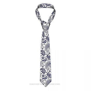 Синьо-бял ретро вратовръзка с петна Вратовръзки, класически мъжки вратовръзка от полиестер ширина 8 см, аксесоар за cosplay, партита