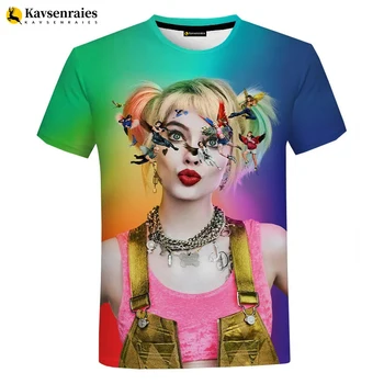 2024 Тениска с 3D принтом Харли Куин, Мъжки И Дамски Модни и Ежедневни тениска с къс ръкав, Градинска облекло в стил Хип-хоп, Тениски Оверсайз