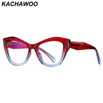Kachawoo модни очила за котешки очи, блокиране на синя светлина, дамски рамки за оптични точки от амониев tr90, дамско бижу, червен, син
