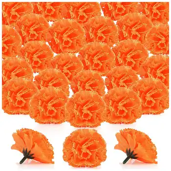 Главата на невен цветя на едро, 100шт Главата изкуствени цветя за гирлянди, Занаяти, Изкуствени цветя от коприна календул, оранжево