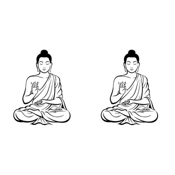 2X DIY Черен Стикер На Стената, Медитиращият Буда Термоаппликация Свалящ се Художествена Картина на Домашен интериор