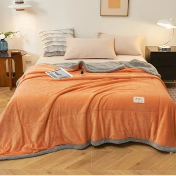 Зимата утолщенное одеяло от коралов руно млечен цвят, чаршаф за легло в студентски квартири