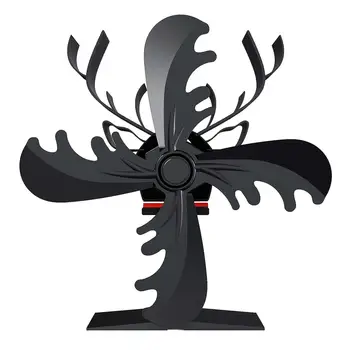 Вентилатор за камина с дърва горелка, вентилатор за дърва, Универсален Черен цвят 18x9x18 см, алуминий Безшумен, лек и устойчив