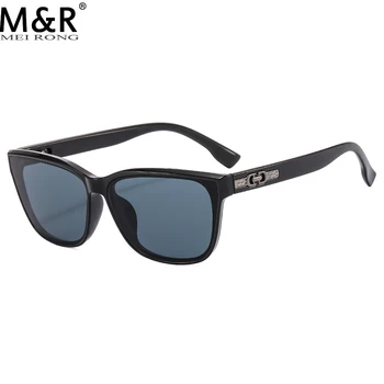 Модерен мъжки квадратни слънчеви очила 2024 година в черна рамка, с наклон в стил пънк, модерни и гъвкави слънчеви очила за шофиране на открито