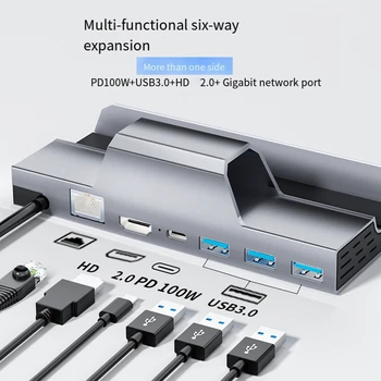 Докинг станция с Високо качество За Steam Deck Dock 6 В 1 USB 3.0HDMI2.0 хъб Съвместим 4K @ 60Hz RJ-45 Gigabit Ethernet PD100W