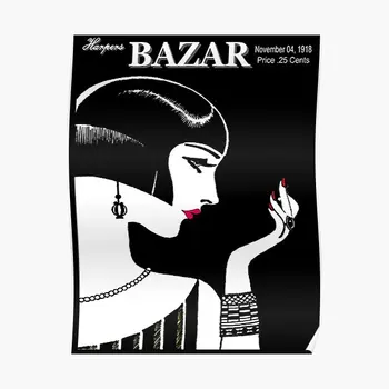 Harpers Bazar Ретро списание 1918 г., на рекламен плакат, забавен принт на стената, съвременно винтажное изкуство, начало декор, украса на стаята, картината без рамка