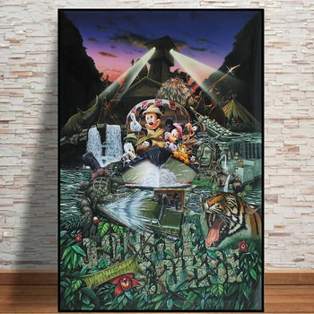 Плакат с круиз в джунглата Токийския Дисниленд, щампи на Уолт Дисни, Магическо кралство, Капитан, обратната страна на водата, платно, стенно изкуство