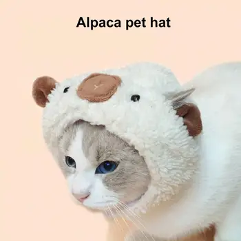 Капачка за домашни любимци от алпака, костюм за домашен любимец под формата на алпака, костюм за кучета, котки, сладък ярка шапка с насипни уши, забавен
