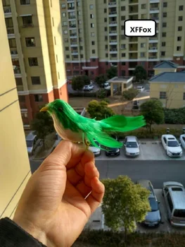 мини-модел на зелената птица в реалния живот, имитация на пяна и пера, скъпа ярка птица в подарък, на около 12 см xf0857