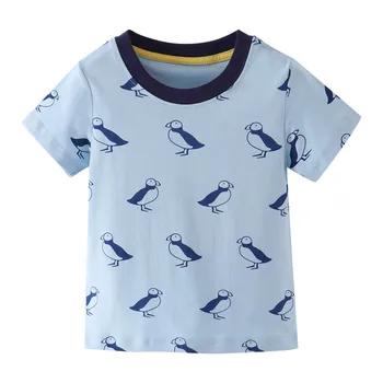 Летни детски тениски с образа на животни, за момчета и момичета, ризи с къс ръкав, блузи, бебешки дрехи