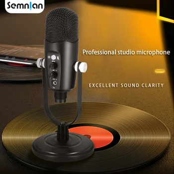 SEMNLAN Audio, USB Професионален Кондензаторен Микрофон, Запис на Предаването в YouTube Видеостудия С Шумопотискане Настолен Микрофон Черен