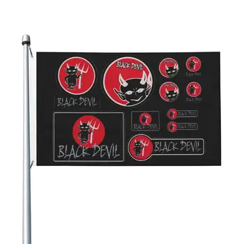 НОВ ЧЕРЕН ДЯВОЛ Двупосочен Банер Breeze Flag Градински Флаг Декоративен Флаг Банер За парти 3x5 фута (90x150 см)