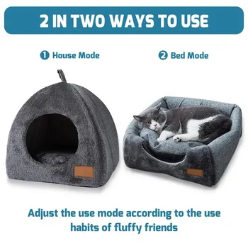 Топло чанта за малки кученца, иглу-гнездо за домашни любимци, нора-игла за домашна легла, триъгълен пещерата за сън в ръцете на котката.