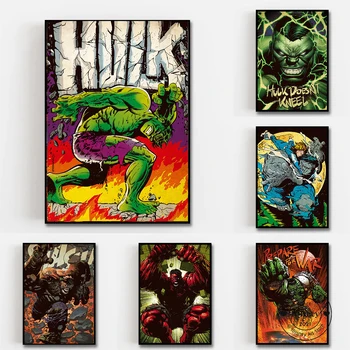 Щампи на Marvel comics, Нова принт ретро, стенен художествен плакат с супергероями Халком, Колекция от картини върху платно, картини за декорация на дома, подарък