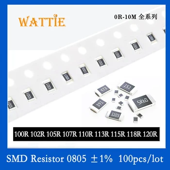SMD резистор 0805 1% 100R 102R 105R 107R 110R 113R 115R 118R 120R 100 бр./лот микросхемные резистори 1/8 W 2.0 мм * 1.2 мм