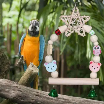 Поставка за птици от дърво, играчка папагали, играчки за игра на клетка за Птици, люлки за дъвчене папагали, Интерактивни играчки, аксесоари за клетка за клетки