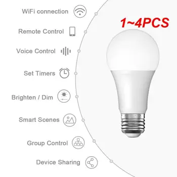 1-4 бр. Лампа студен бял цвят на Hristo Wifi Smart Led Гласово управление дистанционно управление от Алекса Домашна крушка
