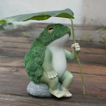 Жабата Броколи с листа, статуи чадъри, Градина, Поляна във вътрешния двор, имитация на животински орнаменти, Статуята е от смола, статуетка на жаба