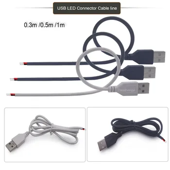 30 СМ, 50 СМ 100CM USB LED Съединителна Кабелна линия 2pin USB Конектор за Захранване Свързване на Проводник за DC5V обикновен цвят Led Лента