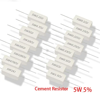 20pcs 5 W 5% Резистор Циментов Силово Съпротивление 0.01 R 0.05 R 0.1 R 0.15 R 0.22 R 0.25 R 0.27 R 0.01 0.05 0.1 0.15 0.22 0.25 0.27 ома