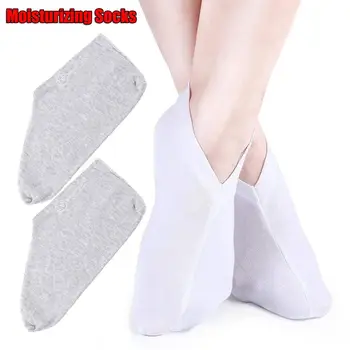 Чорапи за сън HEALLOR Foot Care, за меки грижи за кожата овлажняващи чорапи за една нощ, спа чорапи, Бял Сив